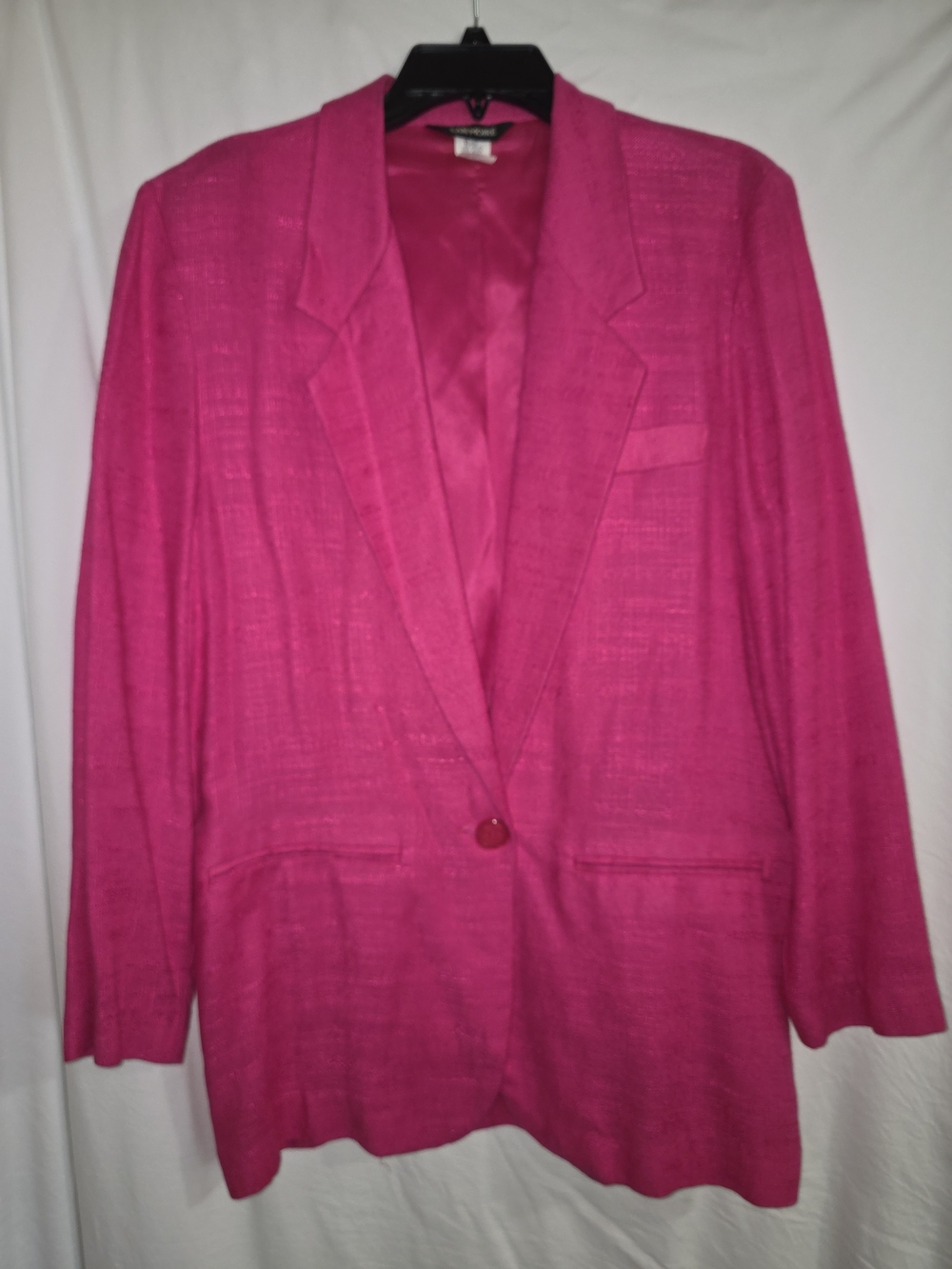Vintage SAN MOIRÉ Hot Pink Linen Blend Blazer – Made in USA – Medium